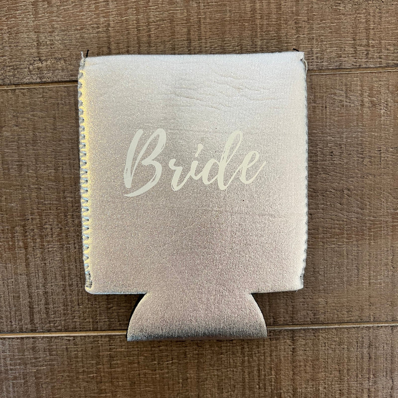 "Bride" Silver Glitter Koozie