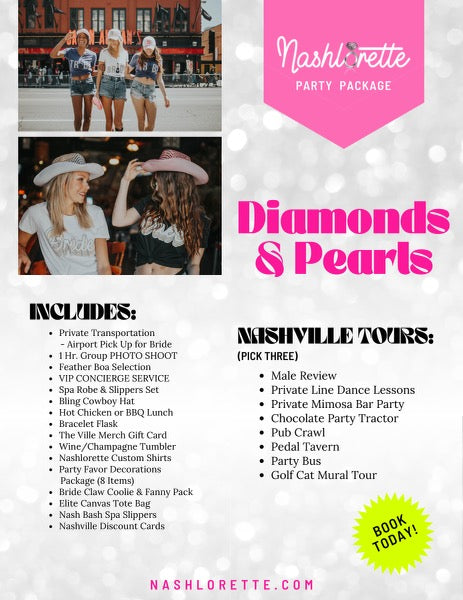 Nashville Bachelorette Party Bus - Diamonds and Pearls Package