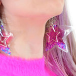 Liquid Glitter Star Earrings- You Go Girl (pair)